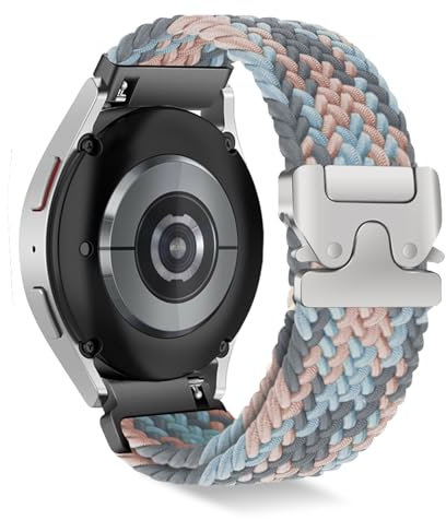 RoYiio Cinturino 20mm Nylon per Samsung Galaxy Watch 7 6 5 4 Cinturino Galaxy Watch FE 40mm Comodo Traspirante Ricambio Cinturini per Garmin Vivoactive 5 /Forerunner 165 Music - X Rosa Blu Grigio