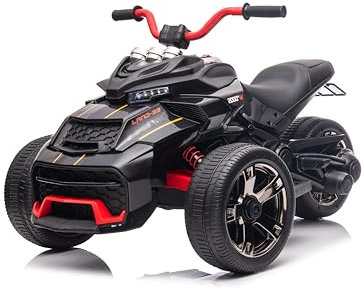FINOOS Kinder-Elektromotorrad, 3 Räder, 12V und 6km/h, Kinder-Elektroauto mit Licht- und Soundeffekten, Kindermotorrad, Kinder-Elektro-Quad – 1 bis 5 Jahre