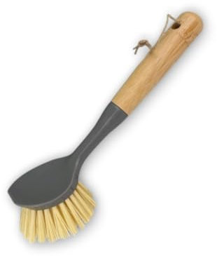 Afnax Dish Brush with Handle Built in Scraper, Bamboo Scrubbing Brush for Pots, Pans, Dish Plates, Multiple cleaning, Kitchen Cleaning Sink