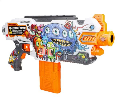COLORBABY 47749 V-Zon Dartpistol, 43 cm, 24 skumgummikulor, lätt och kraftfull, monsterdesign, leksaksmaskingevär, kastare, leksaker för barn 8 år, vapen pojke