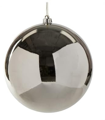 PaMeer Extra Large Christmas Bauble, Shiny Silver Giant Shatterproof Plastic Ball Ornament, Durable Outdoor & Indoor Holiday Decor, Xl Christmas Baubles, Large Xmas Bauble for Grand Displays (30cm)