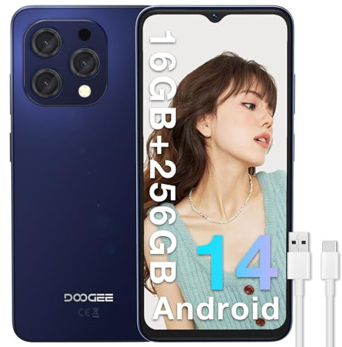 DOOGEE Telefono Movil N55PRO 2025 16GB RAM+256GB ROM 1TB Ampliable, Smartphone 6,56 HD+ 90Hz, Octa Core Android 14 Telefonos Moviles 5150mAh Batería 13MP+8MP Cámara Widevine L1, OTG/WiFi/GPS/Face ID