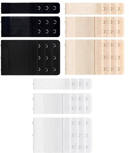 WOLMIK Bra Extenders - Bra Extenders 3 Hooks, Bra Extensions 2 Hooks, Bra Extender 1 Hook, Women Bra Strap Extensions Elastic Extender Set 3 Rows * 3 Hooks & 2 Hooks & 1 Hook - Skin, White, Black