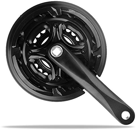 Yolispa Bike Crankset, 170mm High Carbon Steel Crankset with Chains Cover, 24 34 42T Teeth Mountain Bicycle Crankset, for 8- Speed Variable Speed MTB