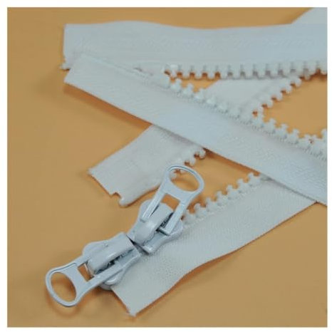 GENODA 5PCS 5 # Harz Doppelköpfige Offene Ende Zip Kleidung Reißverschlüsse Für Nähen Mantel Schwarz Schlafsack Zelt Zubehör Reißverschluss 60-120cm (Weiß Doppel Slider, 100CM)