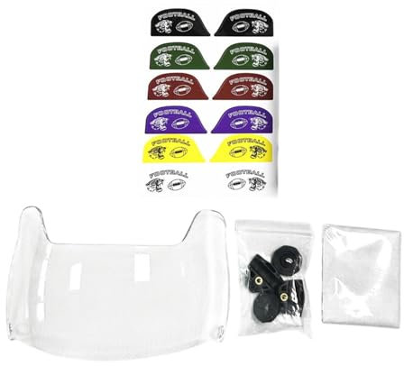 Amagogo American Football Visor Rugby Visor Sonnenschutz Eyewear Professional für Erwachsene Jugendfußballhelme Gesichtsmaske, Klarer Antifog