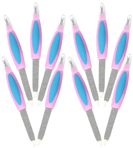 CALLARON 10stücke Doppelseitige Nagelfeilen Mit Abgestorbene-haut-entferner Nagelhautschieber Und Polierwerkzeug Quadratische Nagelfeile Aus Metall Für Maniküre Und Nagelpflege