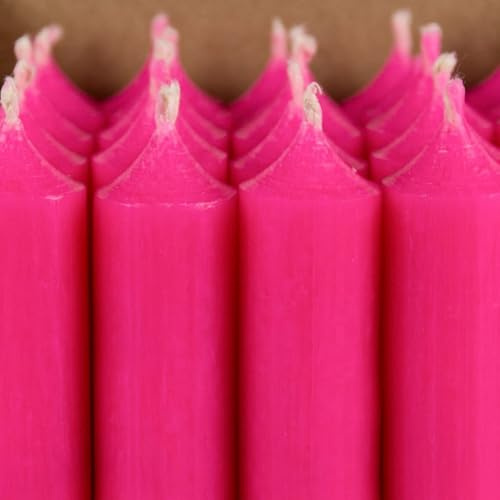 Bütic GmbH Neon Stabkerzen durchgefärbt 180mm x Ø 22mm - Kerzen hochgereinigt, Brenndauer 8h, geruchsneutral, rußarm mit rückstandsfreiem Abbrand, Farbe:Neon Pink, Set mit:4 Stück