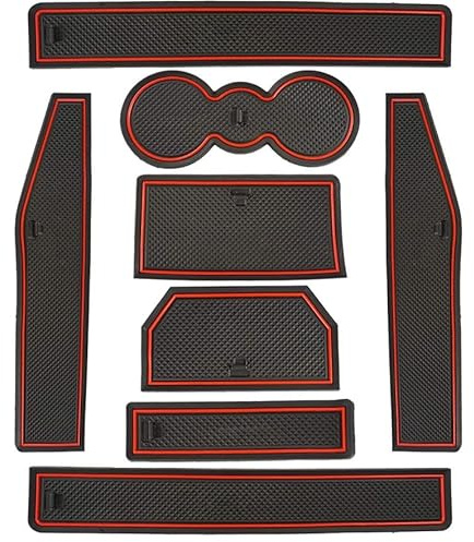 For Evoque 12-18 Non-Slip Car Mat Interior Door,Cup,Arm Box,2012-2018, Interior Door, Cup Holder, Arm Box, Storage Anti-Dust Mats, Durable Rubber, Easy to Clean, Pack of 8, Vibrant Red