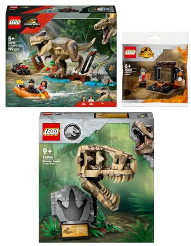 Lego Set da 3 pezzi: 76975 Fuga dal T.Rex, 76964 fossili di dinosauro: testa T Rex & mercato dei dinosauri 30390