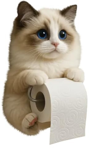 3D Katzenpapierhalter, Katzen Toilettenpapierhalter, Katzenpapierhandtuchhalter, Wandmontage, Freistehender Badezimmer Dekor, Skulptur für Katzenliebhaber, Badezimmerküche, Einweihungsgeschenk (A)