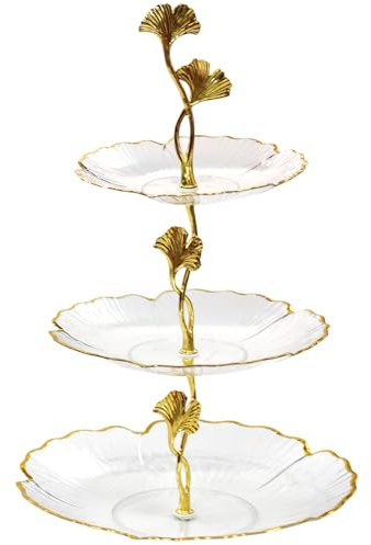 BetterJonny Tortenständer Etagere 3 Etagen, Etagere Tortenständer aus Acryl Cupcake Ständer 3 Stöckig Kuchenständer Halter mit Metallgriff Cupcake Ständer 3 Etagen für Party Nachmittagstee(A)