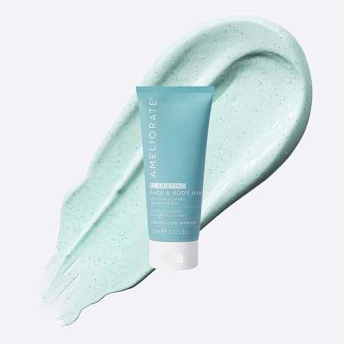 AMELIORATE Clarifying Face and Body Mask 100ml | Detox Clay Treatment for Blemish-Prone, Congested Skin | Exfoliates & Reduces Redness with AHAs | For Face & Body | Dermatologically Approved
