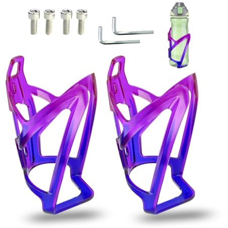 SEYUGOPTI Rennrad Flaschenhalter, 2 Stücke, Purpurfarbener Farbverlauf | Flaschenhalter Fahrrad Violett für Mountainbike/Rennrad, with Screws and Wrench für Die Meisten Tassen