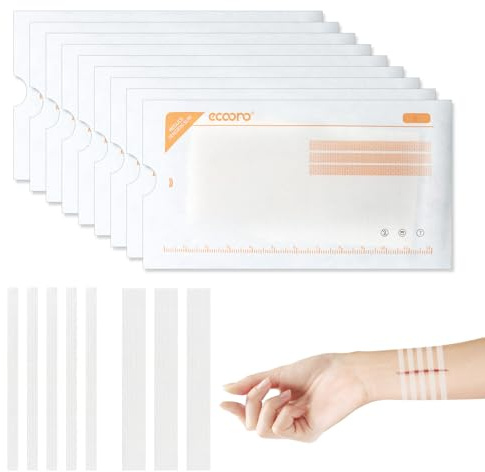 KASURE 37 Stück Wundverschlussstreifen 2 Größen, Wundnahtstreifen, Klammerpflaster Strips, Notfall Wundverschluss für kleine Schnitte Strips Hautverschlüsse