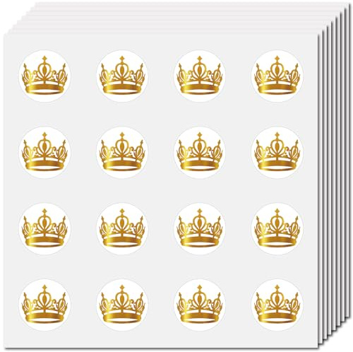 CREATCABIN 128 Stück Kronen Planer Aufkleber Runder Punktaufkleber Kleine Goldene Kronen Aufkleber Helm Aufkleber Selbstklebend Für Scrapbooking Bastelarbeiten Wasserflaschen Lehrerkalender 2.5cm
