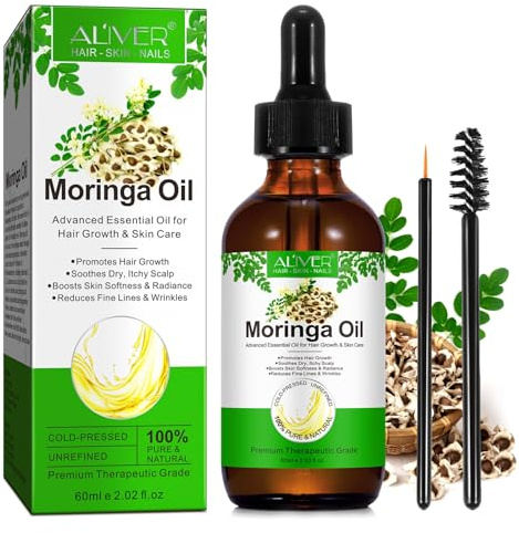 P-Beauty Moringa Öl für Haare, Haut & Gesicht Pflegeöl Kaltgepresst - Feuchtigkeit, Anti-Frizz Wirkung, Anti-Aging, Haarwachstum - Glättet, schützt & pflegt mit Vitaminen & Antioxidantien - 60ml