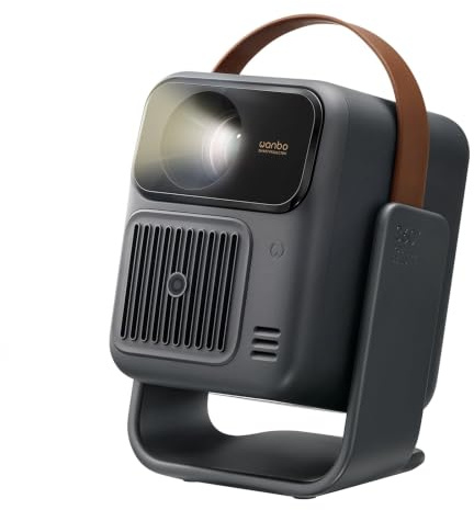 Wanbo Togo Pro Proyector Portátil con Batería 3,5 h Integrada, Google TV, 1080P Full HD, 500 ANSI, WiFi, Bluetooth, Auto Focus, Keystone, Rotación 360°, 27dB Silencioso para Cine en Casa y Camping