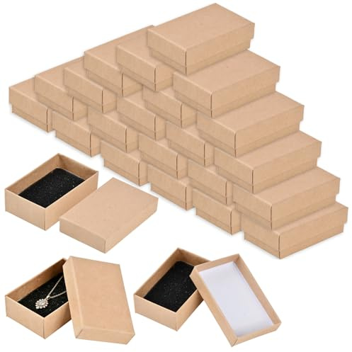 Amexo 24 Stück Schmuck Geschenkboxen, Schwarz Schmuckbox Schmuck Schachtel mit Deckel für Halskette Ring Geschenke Display (B)
