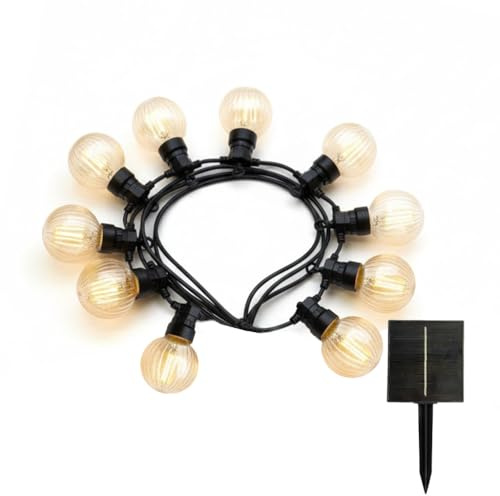 BAMBY LIGHT Solar-Lichterkette, anschließbar, 10 warmweiße LEDs, dimmbar, 8 m