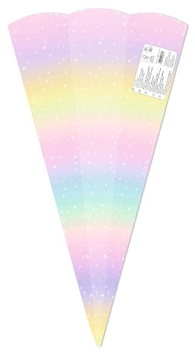 Ursus 992 00 04F - Schultüten Regenbogen, 5 Stück, Rohlinge aus farbig bedrucktem Karton 460 g/m², 6-eckig, Höhe ca. 68 cm, Durchmesser ca. 20 cm, zum Selbstbasteln, für die Einschulung