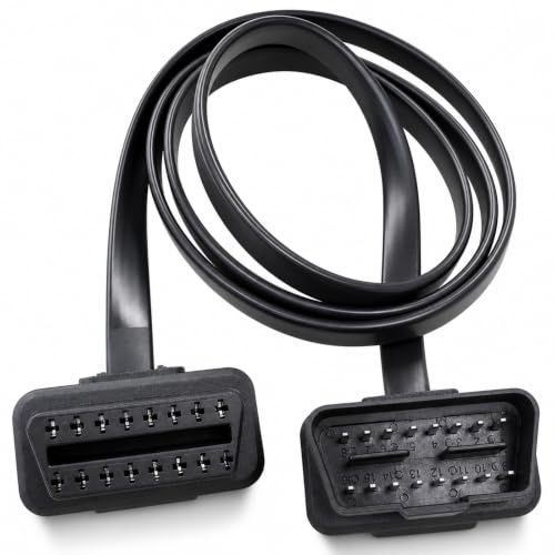 Flomiara Auto OBD2 Kabel Diagnosegerät 16 Pin Stecker auf Buchse | Verlängerungskabel Draht Flach OBDII Flachbandkabel Diagnose Adapter Stecker