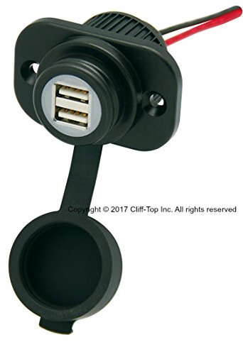 Cliff-Top 12V Boat Marine Carvans Waterproof Power Outlet Panel Mount Series (3.3 Amp Dual USB Charger)