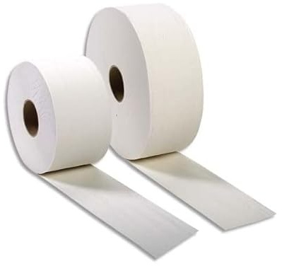 HYGIENE Carton de 6 Bobines de papier toilette Jumbo 2 plis predecoupe, longueur 350 metres blanc Eco