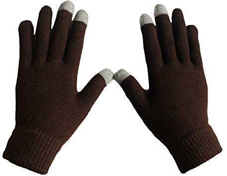 Share Maison Damen Strickhandschuhe aus Kaschmirwolle, mit Touchscreen-Fingern, warm, dick, Damen, braun, Medium