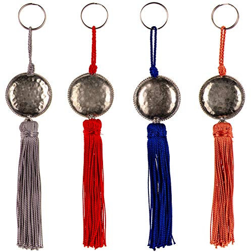 4er Set Orientalische Schlüsselanhänger 18cm (2) | Marokkanische Christbaumschmuck als Dankeschön Geschenke | Quasten mit Schlüsselring als Taschenanhänger Deko Anhänger für Auto Handy Rucksack