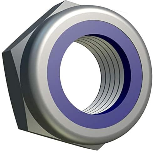 M12 Tuercas Autoblocantes, Tuercas De Seguridad De Nylon, (5 Piezas) De Tuercas De Seguridad De Acero Aleado Con Hexágono, Autobloqueo, Antideslizante con Seguridad. DIN985 ISO 10511 (12mm Ø)