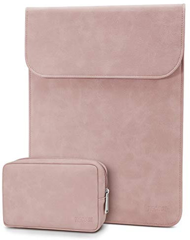TECOOL 13 3 Zoll Laptop Hülle Tasche Leder,MacBook Tasche 13 Zoll für 2012-2020 2024 MacBook Air/Pro 13 13.6 M3 M2 M1,2021-2023 MacBook Pro 14 M3 M2 M1,13 HP Surface Laptop Schutzhülle-Babyrosa