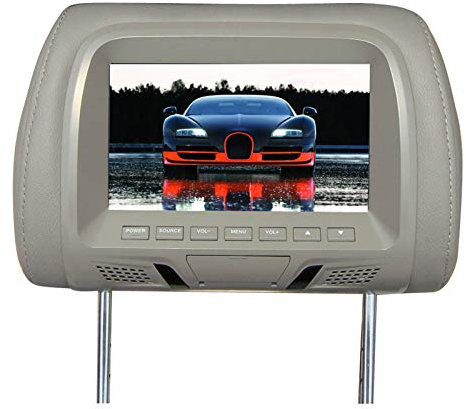 SpirWoRchlan Car Headrest Monitor, 7 Inch Car Headrest Player Auto DVD Player Game HD Digital Screen with Digital Remote Control, Universal Car Rear Seat Entertainment Multi-media Player Grey