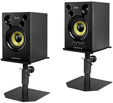 Hercules Monitor 42 Speaker Sound System Studio DJ inc Speaker Stands Bundle