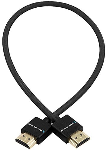 KONDOR BLUE 16 Short Thin Full HDMI to HDMI High Speed 4K 3D HDR Nylon Braided Cable for On-Camera Monitors (Black)