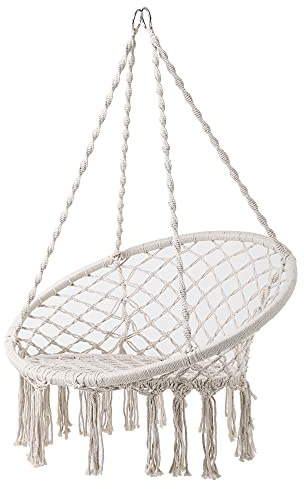 PATIO Schnür Hängesessel Storchennest 50/70 x 123 cm Ecru Brasilianischer Stuhl Hängesessel Hängestuhl Hängeschaukel