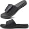ONCAI Mens Sandals, Arch Support Sport Slides Open Toe Adjustable Straps Orthotic Cushioned Footbed for Plantar Fasciitis Rubber Soles Black Size 6.5