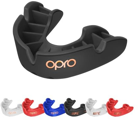 OPRO Bronze Level Erwachsene und Jugendliche Sport Mundschutz mit Etui und Einpassvorrichtung, Zahnschutz für UFC, MMA, Boxen, Kampfsport, und andere Kontaktsportarten (Schwarz, Erwachsene)