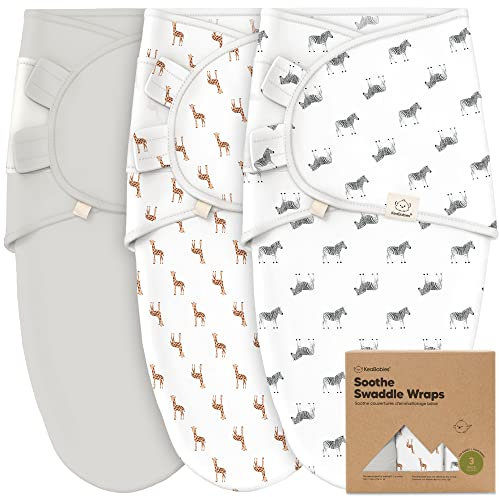 KeaBabies 3-Pack Bio Swaddle Schlafsack Baby - Pucksack Baby 0-3 monate für Neugeborene, Weich und Gemütlich Pucktuch Säuglinge fur Mädchen, Jungen, Babyschlafsack Neugeborene,Atmungsaktiv(The Wild)