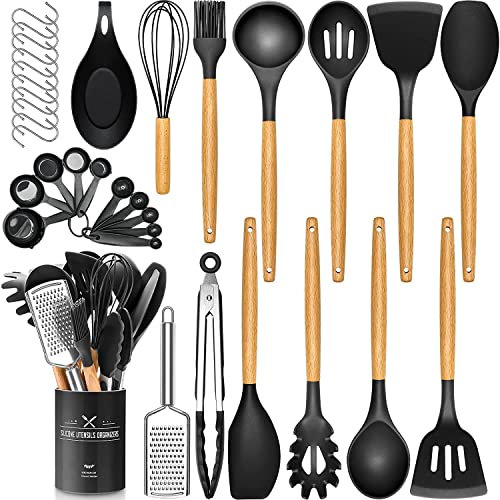 34-teiliges Silikon-Küchenutensilien-Set, hitzebeständiges Utensilien-Set, Antihaft-Spachtel, Kochgeschirr-Set