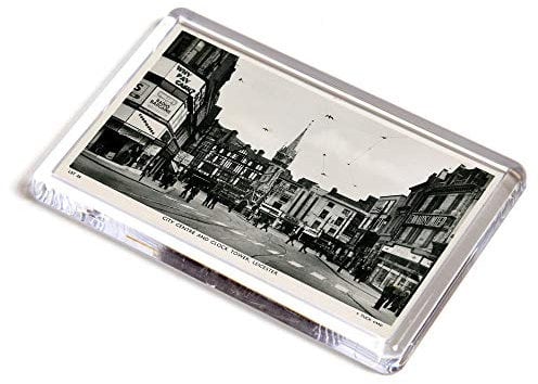 FRIDGE MAGNET - Vintage Leicestershire - City Centre and Clock Tower, Leicester