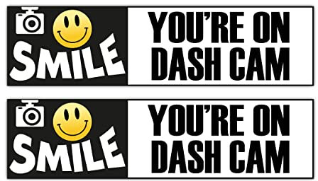 2X Epic Modz Smile You're On Camera Dash Cam Recording Vinyl Warning Decal Stickers Car, Bus, Van, Bike, Truck, 4x4, Scooter, Minibus, Taxi