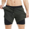 MaaMgic Short de Bain Homme Maillot 2-in-1 Séchage Rapide Slip Doublure pour Vacances sur la Plage Sport Surf 5.5,Vert Noir,S