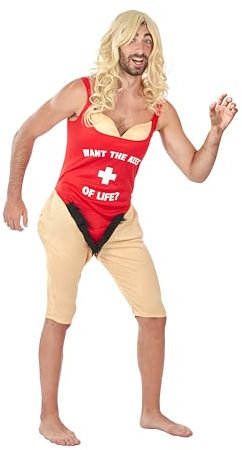 Funidelia | Baywatch Kostüm für Herren Strandwächter, Baywatch, Berufe - Kostüm für Erwachsene & Verkleidung für Partys, Karneval & Halloween - Größe L - XL - Rot