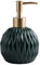 Ceramics Gold Soap Dispenser for Bathroom, Round Soap Dispenser with Delicate Embossed Rhombus Design (Dark Green)