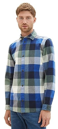 TOM TAILOR Herren 1037448 Overshirt Hemd mit großem Karo-Muster aus Baumwolle, 32311-blue Colorful Block Check, XL