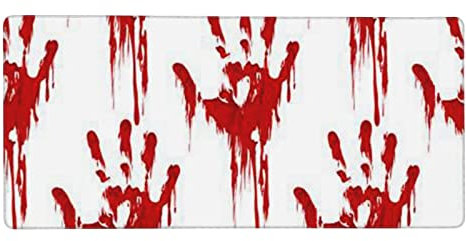 Bloody Handprints bedrucktes Gaming-Mauspad (90 x 30 cm) großes Büro-Schreibtischunterlage, Desktop-Dekoration, Laptop-Tastatur-Pad