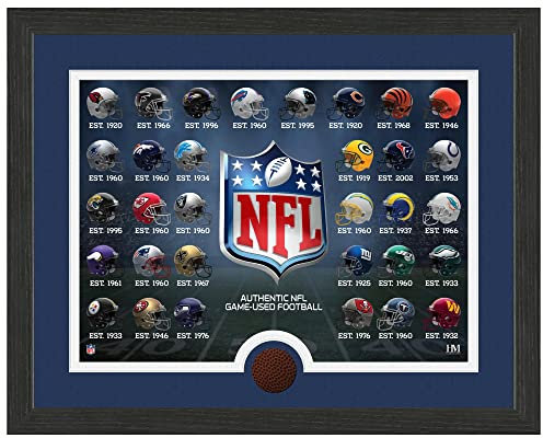 Highland Mint NFL Helm Collection mit Stück Game Used Football Bild 30x38cm