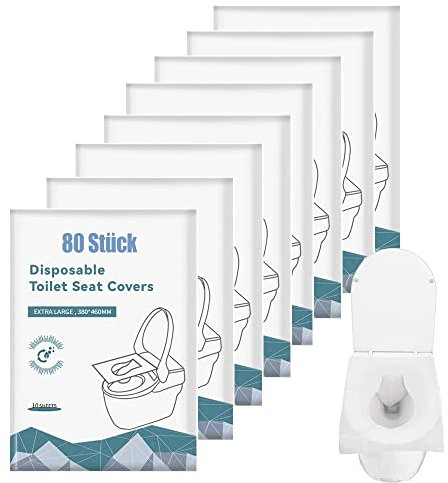 Bdwing 80 Pezzi Copri WC USA e Getta per Adulti e Bambini,Copriwater Usa e Getta Igienici/Copertura Igienica Monouso Universale per WC,Copriwater e lettiera biodegradabile