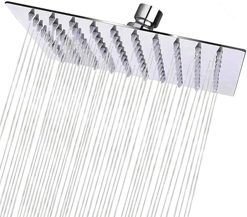 Rain Showerhead, 8 Inch Square Shower Head, Made from 304 Stainless Steel, for Ceilings or Wall Bracket